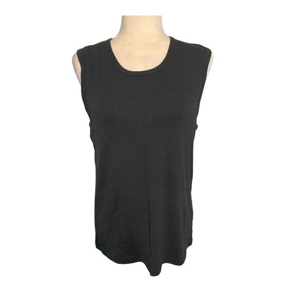 j crew womens solid black 100% Cotton crew neck tank top xl - Picture 1 of 4